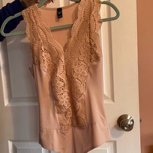 Peach lace front bodysuit